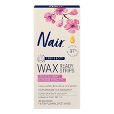 NAIR LEGS BODY WAX READY STRIPS - 40 STRIPS 6 POST WIPES - ORCHID CHERRY
