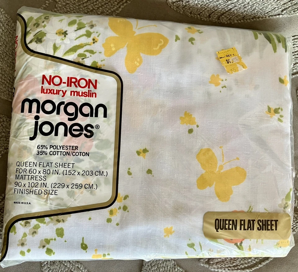 VTG Morgan Jones Spring Mills Queen Flat Luxury Muslin Bed Sheet Bonny Bouquet - Image 2 of 4