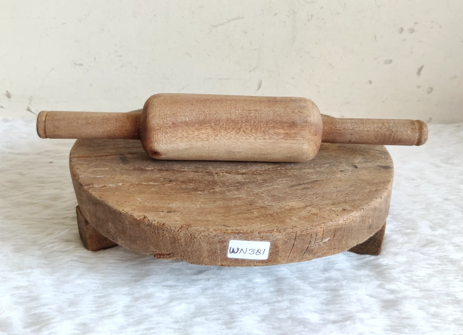 Antique Handmade Tortilla Bread Baker Wooden Rolling Pin With Board Retro WN381