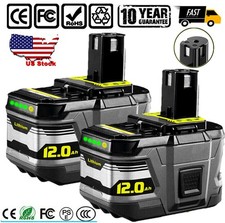 2PCS12Ah For Ryobi 18V 18Volt P108 High Capacity Battery P102 P105 P107 Battery