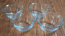 Set of Four (4) Vintage Elegant Pfaltzgraff Glass Scalloped Flower Salad Bowls