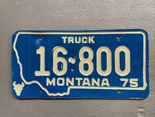 VINTAGE 1975 MONTANA LICENSE  BLUE/WHITE 16-800 TRUCK COOL!!