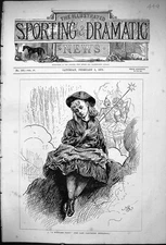 Original Old Antique Print 1876 Wingless Fairy Pantomime Rehearsal Young Girl
