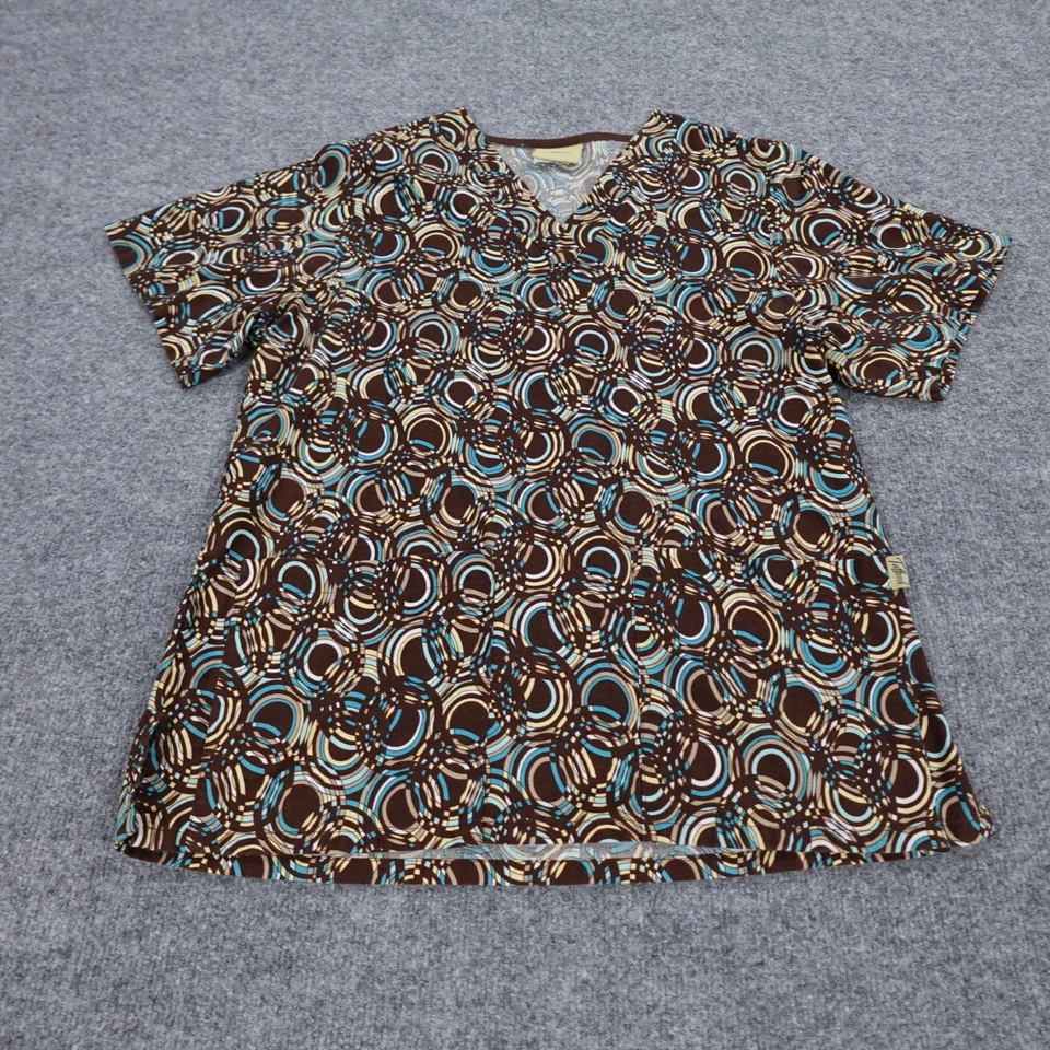 Tafford скраб женщин маленький верхний коричневый геометрический цветной карманы ветеринар медсестра - Изображение 2 из 4