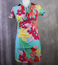 Lilly Pulitzer T Shirt Dress Womens XS Carolyn Floral Ruffle Neck Colorful