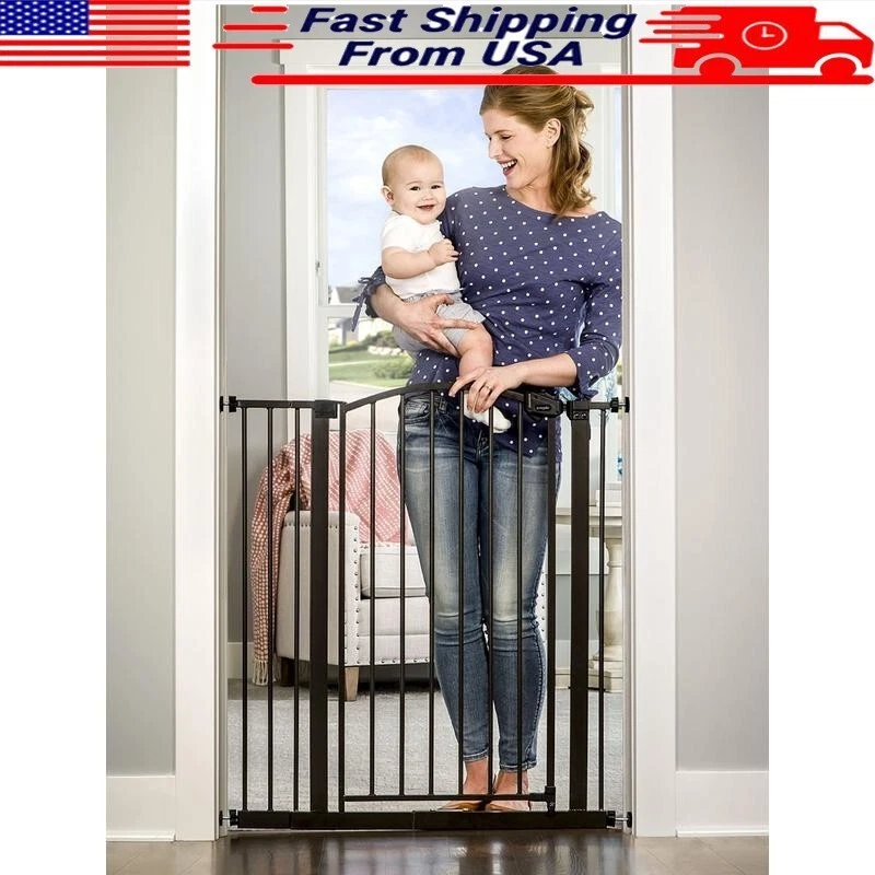 Extra Tall Bronze Baby Safety Gate Adjustable Walk Through Design Fits 29-37in