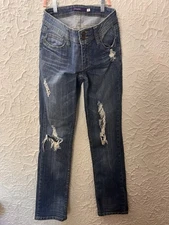 Vigoss Women’s Boyfriend Jeans Size 5 Distressed Ripped Medium Wash Straight Leg
