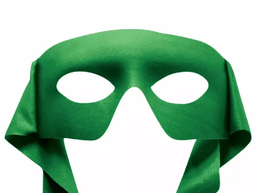 Green Masked Man Super Hero Bandit Eye Mask Adult Costume Accessory One Size - Image 3 of 4