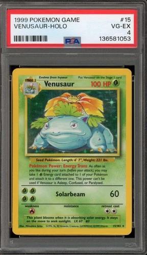 Pokemon Venusaur Base Set Unlimited Holo Rare #15 PSA 4