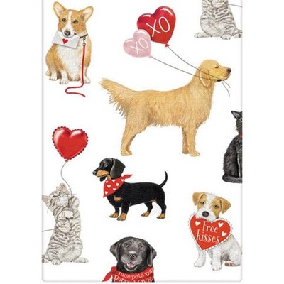Mary Lake-Thompson Valentine Pets Dogs & Cats  Flour Sack Kitchen Towel