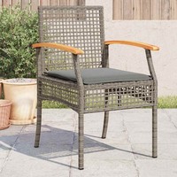 GartenstüHle Mit Kissen 4 Stk. Grau Poly Rattan Akazienholz