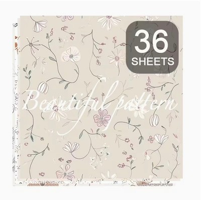36 Exquisite Blumen Handarbeit Stickerei Effekt Linie Kunst Papier Blätter 12'' x 12''