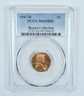 1947-D Lincoln Wheat Cent Boston Collection MS65 RD PCGS Blue Label