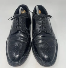 Vtg Hanover 3351 Black Shell Cordovan Long Wing Tips  Sz 10 D/B USA