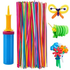 100 Pcs 260Q Balloons Kit with Pump - Kids Premium Latex Twisting Long Balloo...