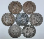 Seven Early Indian Pennies--1864-1887!