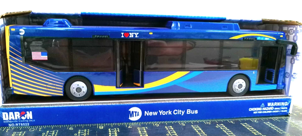 Autobús de la ciudad de Nueva York de 11" azul puertas de apertura de plástico RT8522 Daron NUEVO Foto 2 de 4