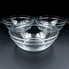 Lot of 3 Duralex Made In France Lys Stackable Clear Bowls 1-1/2 Quarts 8 Inches