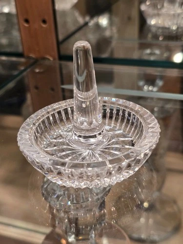 Waterford Crystal Ring Holder Cut Glass Ireland Etched Signature - Vintage