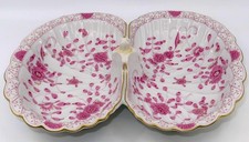 Meissen, Germany INDIAN Pink Flower 2-Part Relish Oval Dish, 9 3/4" x 11" REPAIR