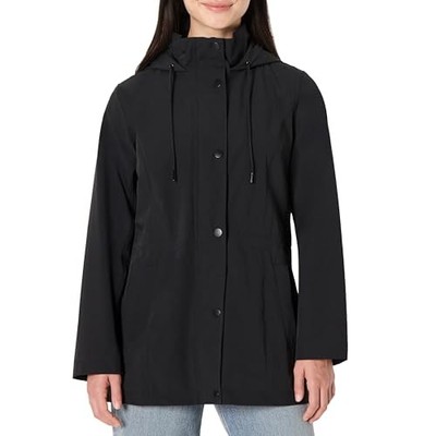 AMAZON ESSENTIALS WOMEN'S LONG HOODED RAIN JACKET WOMEN XS BLACK