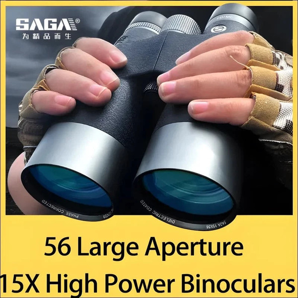 Saga 15x56 ED Prismáticos Profesionales - BAK4 21,5mm, SMC, IPX7, Magnesio