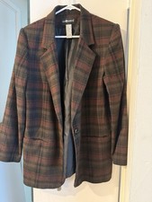 Vintage Sag Harbor Wool Plaid Blazer Size 14