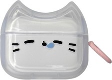 Transparent Clear Earphone Case for Airpods 4, Cute Lovely Cat Face Soft TPU Sil