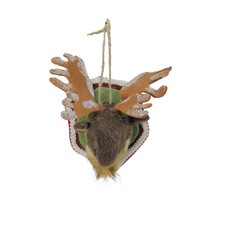 Northlight Gray and Beige Stuffed Male Moose Head Plaque Christmas Ornament