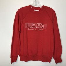 Vintage Crew neck Red L.A.F.D. Fire Department Large Firefighter Sweatshirt USA