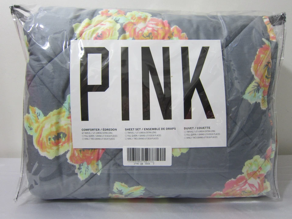 Victoria Secret Rosa FLORAL LEOPARDO TWIN XL REVERSIBLE EDREDÓN CUERPO CONJUNTO ALMOHADA Foto 2 de 4