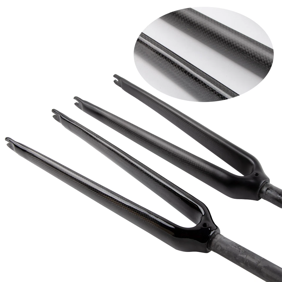 1 Inch Carbon Fiber Fork Straight Tube Road Bike Rigid Fork 700C 25.4mm QR Fork - Image 2 of 4