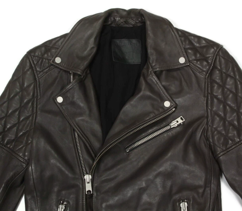 ALL SAINTS Boyson Chaqueta de Cuero Marrón Oscuro para Motociclista para Hombres talla XS Foto 2 de 4