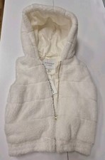 JANIE AND JACK CREAM SHERPA HOODED VEST SIzE 5-6 NWT