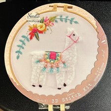 NISP FABRIC EDITIONS Needle Creations Embroidery Kit LLAMA 3D Stitch 8" Round