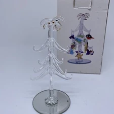 LS Arts Crystal  6 Inch PALM Christmas Tree W/ 12 Removable Glass Ornaments