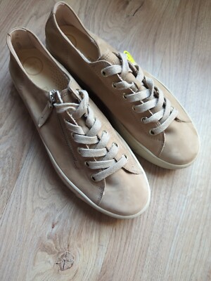 Paul Green Harper Hadley Nubuck Leather Sneaker Womens 10.5 Beige Tan Monotone