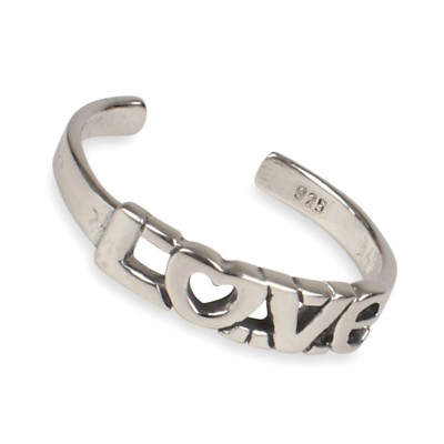 925 massiver Sterlingsilber LOVE verstellbarer Zehenring 