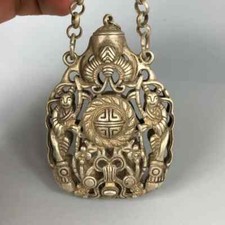 Chinese Collectible Old Tibet Silver Copper Handwork Flowers Spice Box