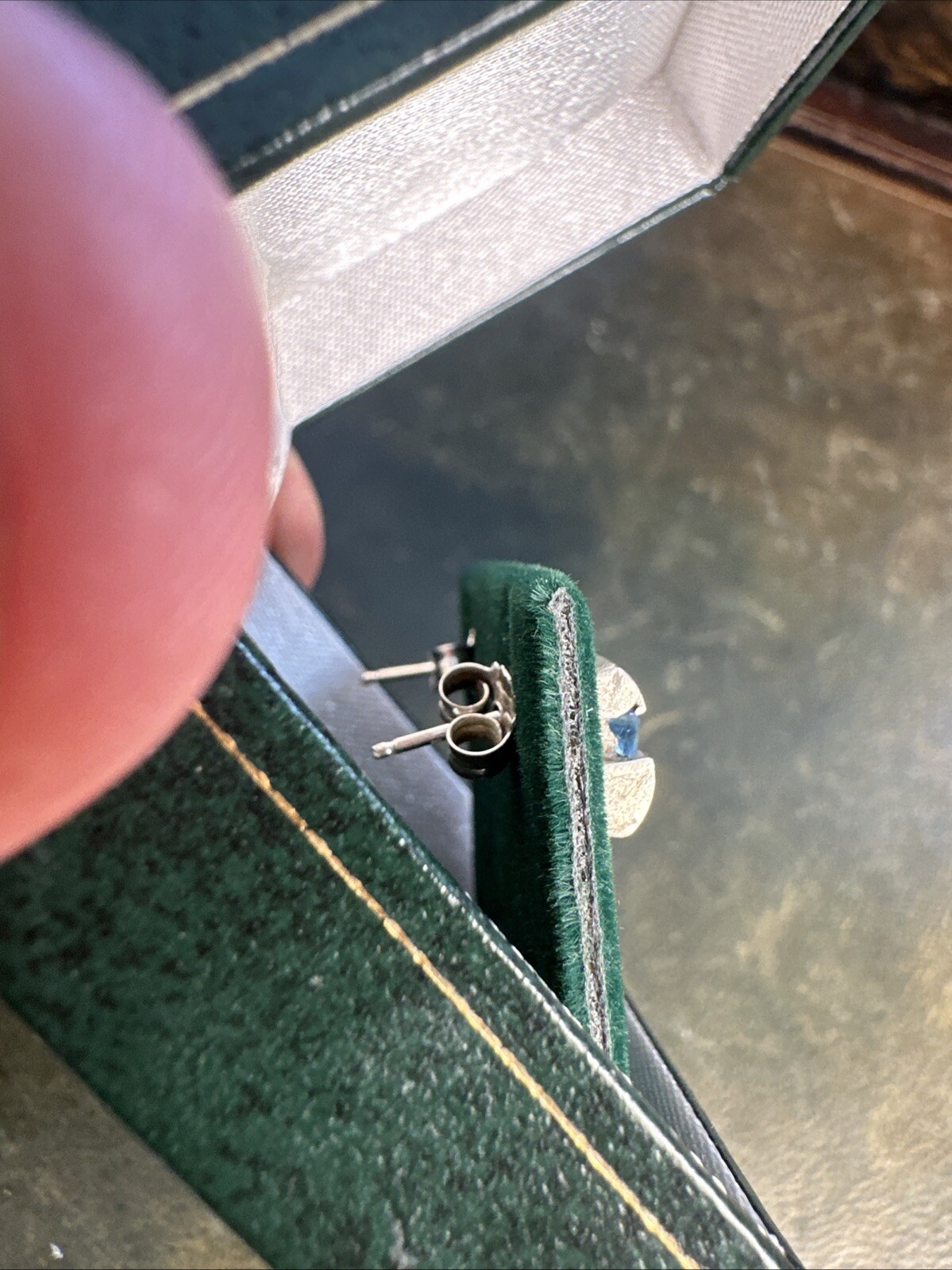 Triangular Cut Blue Tourmaline Brushed Hallmarked… - image 7