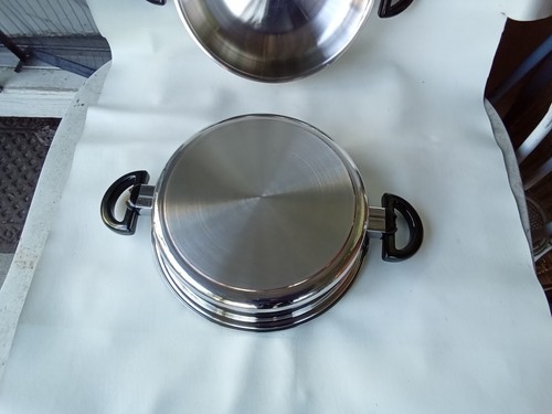 CORDON BLEU BLUE 7 PLY T304 S/STEEL COOKWARE SKILLET DBL HANDLES DOME LID SET - Picture 7 of 12
