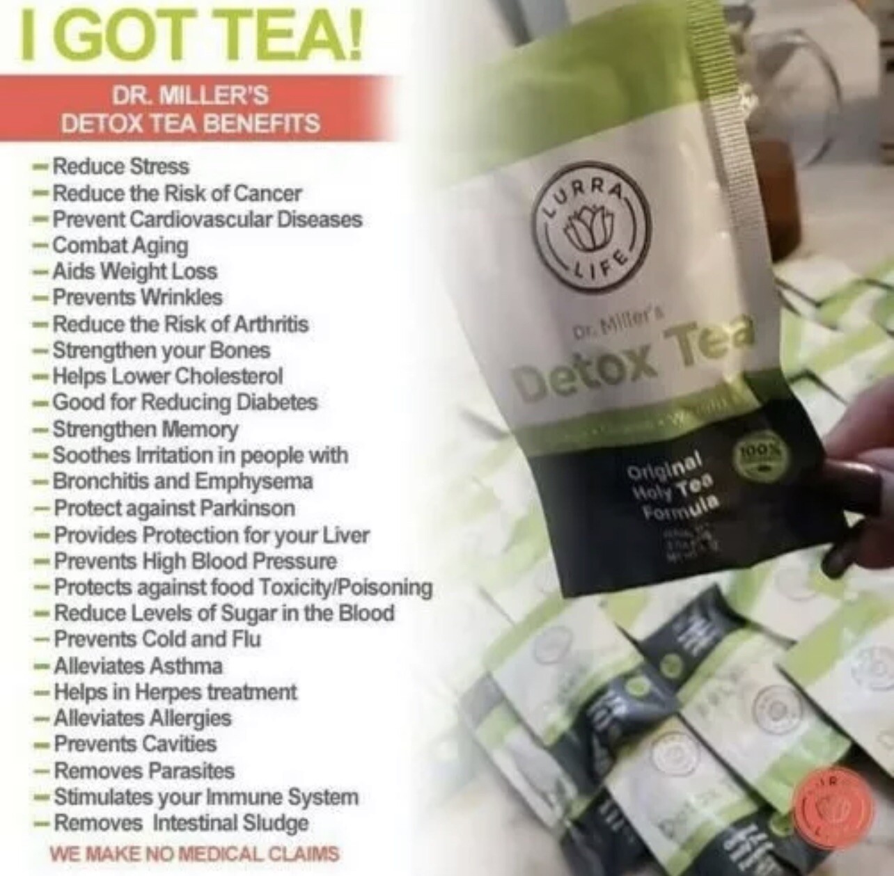 Dr. Millers Detox Tea One Week Supply 6 Packs Makes 6 Weeks Supply w