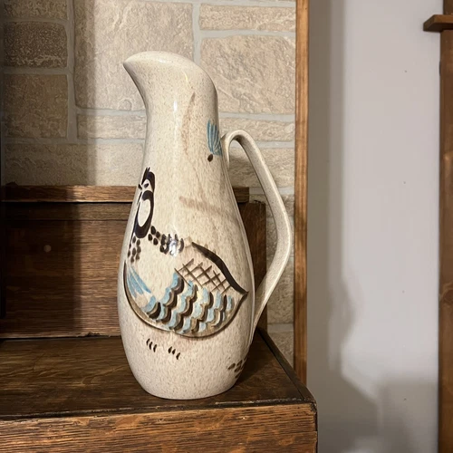 Vintage Red Wing Pottery Pitcher USA 12” Tall Ceramic Hen Chicken Bud Vase