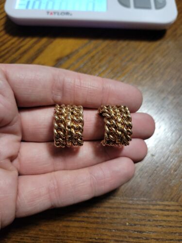 Vintage 14k Yellow Gold Cable Twist Clip On Earrin