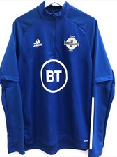 NORTHERN IRELAND Football Training Top Adidas Blue 1/4 Zip Sweatshirt Mens Small