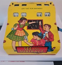 Vintage Tin Litho Childs Educational Toy Wolverine USA made See And Subtract