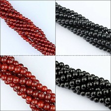 Natural 4/6/8/10/12mm Red Agate Black Onyx Round Ball Gemstone Loose Beads 15''