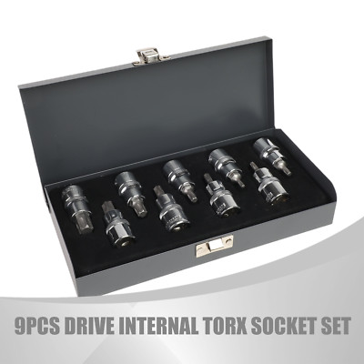 Chrome Vanadium Steel 1/2 Drive Internal Torx Sockets Set w/Carrying Case 9 Pcs