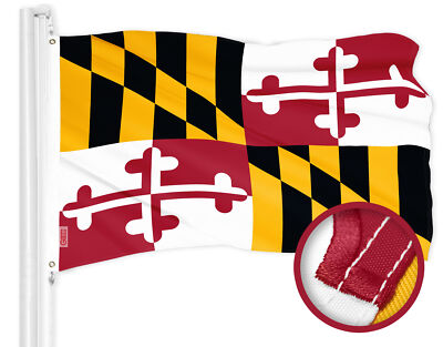 G128 Maryland MD State Flag 4x6 Ft ToughWeave Series Embroidered 300D Polyester