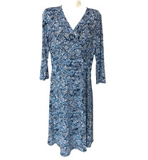 NWT Wrap Dress Womens S 3/4 Slinky Knit Minimalist Abstract Midi WHBM Office